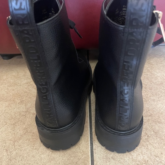 Karl Lagerfeld Paris Women Mela Combat Black Boots 7.5M and 8.5M - Picture 5 of 9